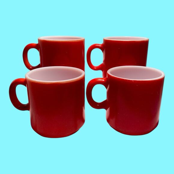 Vtg Retro Hazel Atlas Red Milk Glass Mug Orange Peel Texture Cottagecore 3” - Picture 7 of 11